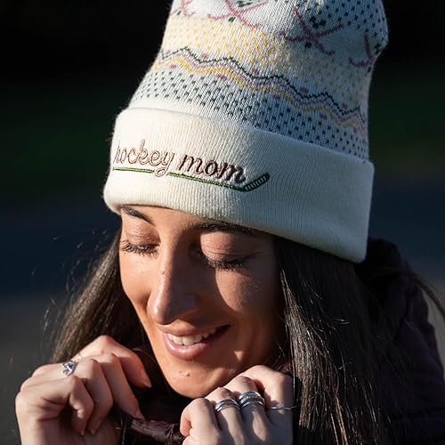 Miniatura 3 de ChalkTalkSPORTS Hockey Mom Knitted Beanie Hat Hockey Mom Pom Beanies