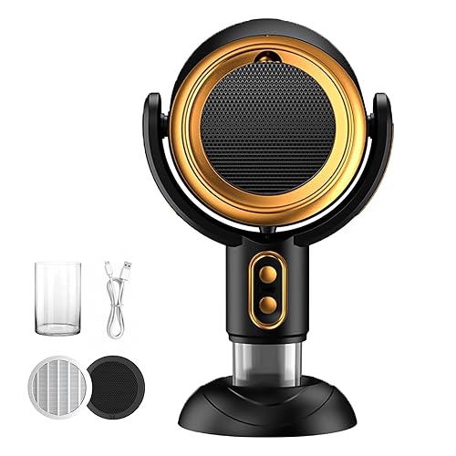 ALYBIT Puff-Hide Smokeing Fan for Smoking Indoors, Electric Black Gold Smokeaway Purifier Fan Portable Table Smoke Air PuriferFan Adjustable Angle Kitchen Mini Filter Smoke Exhaust Fan(Plug-In)
