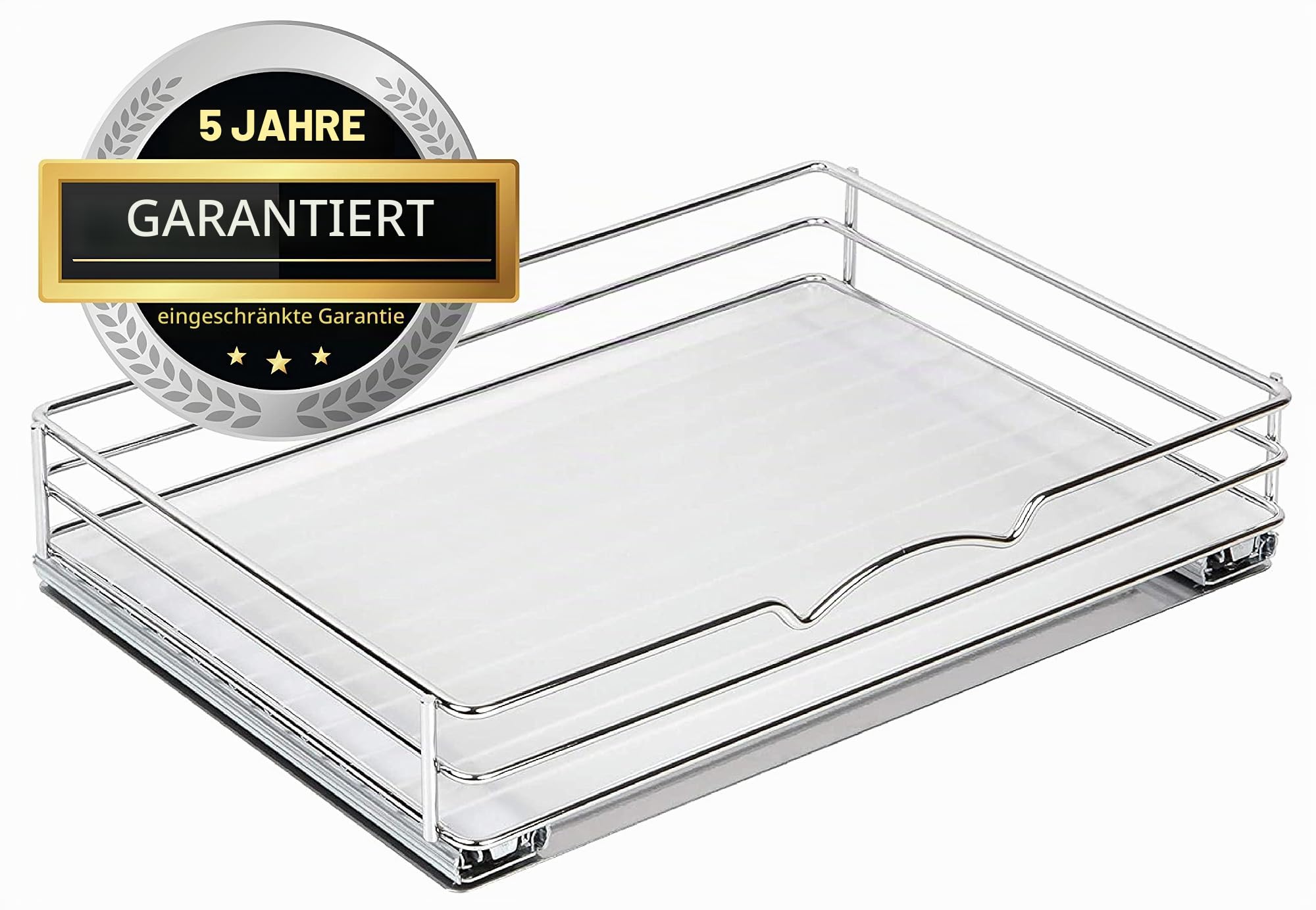 HOLDN’ STORAGE Ausziehbarer Schrank-Organizer für Gewürze und Dosen, robust, ausziehbares Gewürzregal, Schrankregal für Dosen, Geschirr usw., 36,51 cm B x 26,67 cm T x 7 cm H, verchromt