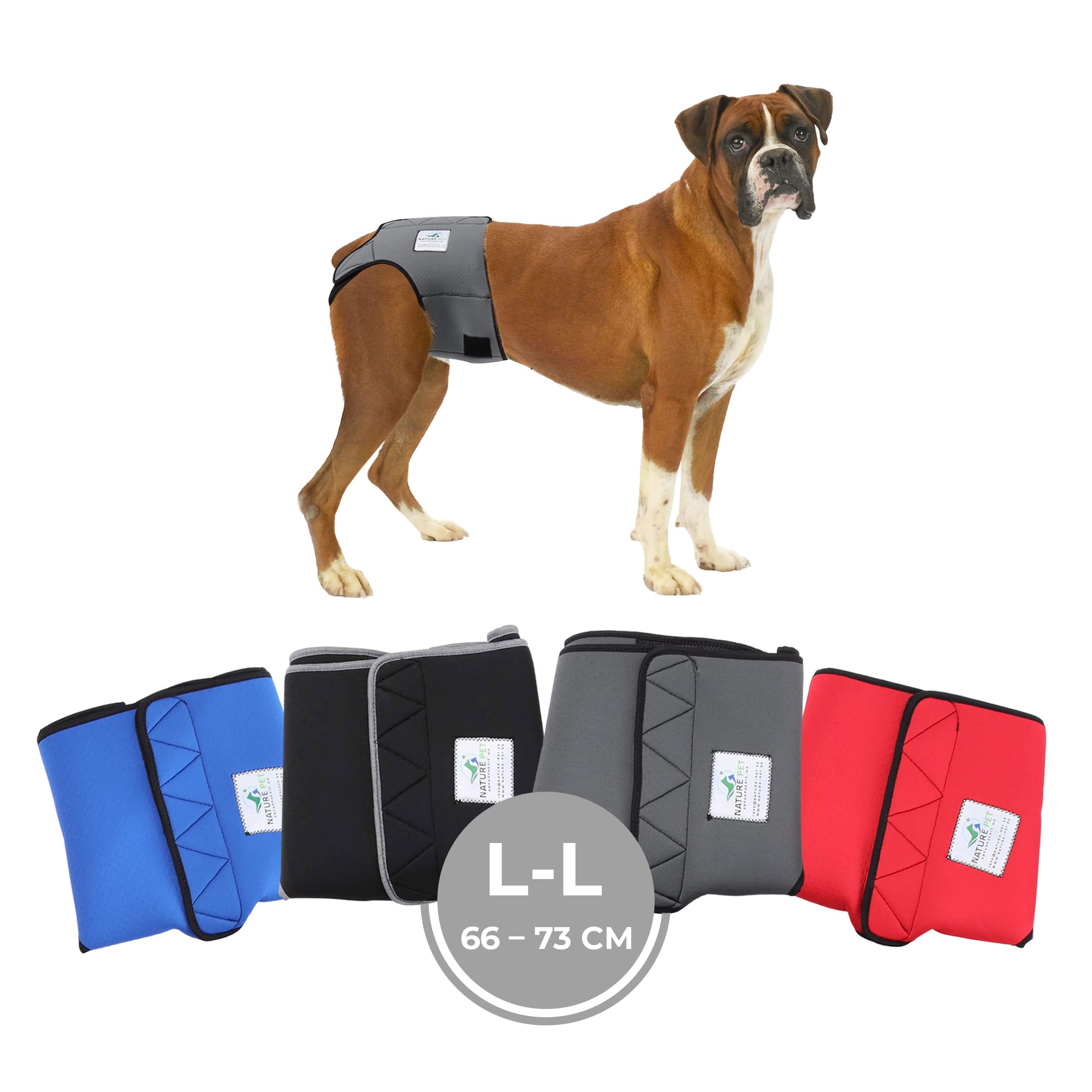 NATURE PET Braguitas para Perros Hembra en periodo de celo/Braguitas para Perros Macho/Braguitas Protectoras de Neopreno Perforado Gris - L-L