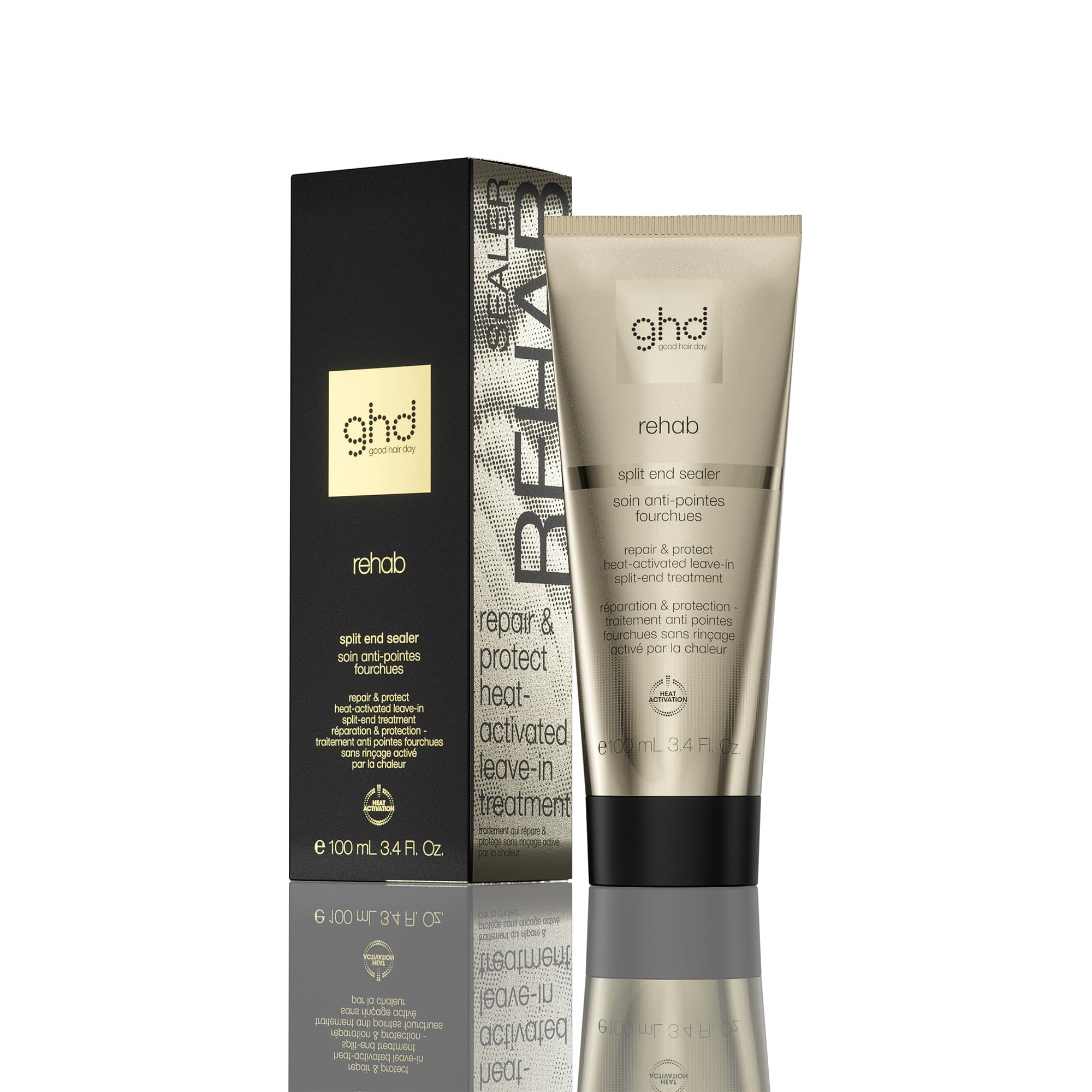 ghd rehab - advanced split end therapy: Pflegendes Leave-In Treatment mit Wärmeaktivierung, versiegelt splissige Haarspitzen für bis zu 10 Haarwäschen, sofort gestärktes Haar; 100 ml