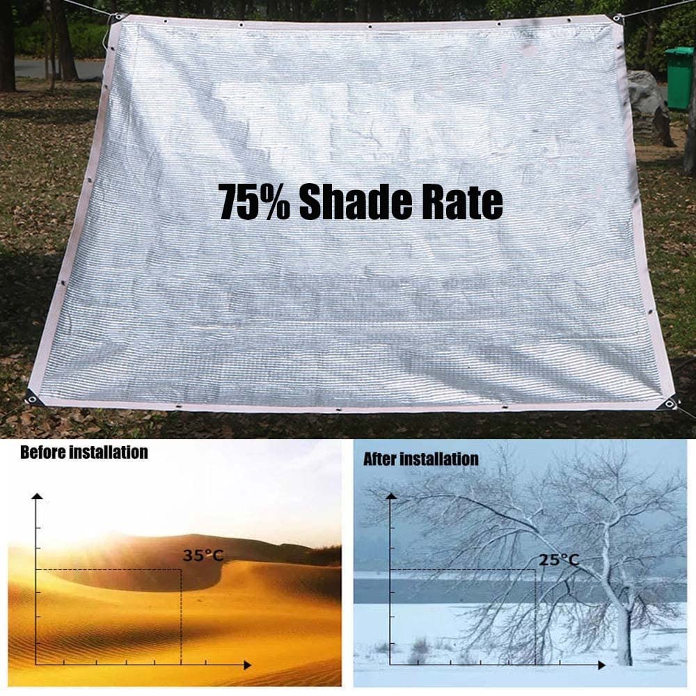 Aluminiowa siatka przeciwsłoneczna dla psów i szklarni, ochrona cieplna, blokada UV, wzmocnione oczkiem, (1 x 1 m, 2 x 3 m, 3 x 4 m, 3 x 5 m, 4 x 6 m, 6 x 8 m)