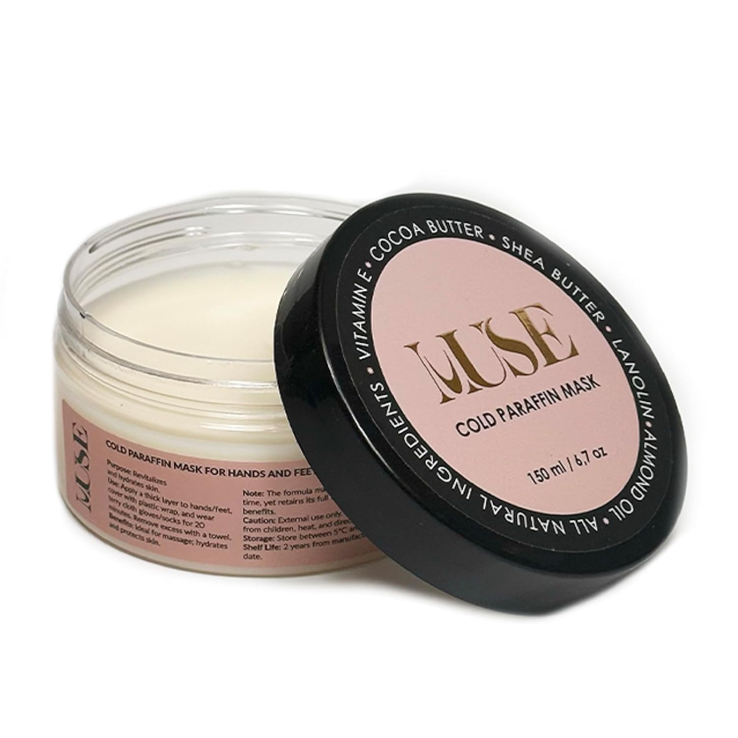 Muse Cold Paraffin Mask 150ml/6.7oz |Hand Cream, Foot Cream & Body Lotion |Paraffin Wax for Hands & Feet | Moisturizer with Shea Butter, Cocoa Butter, Sweet Almond Oil, Vitamin E |Vegan & Paraben-Free