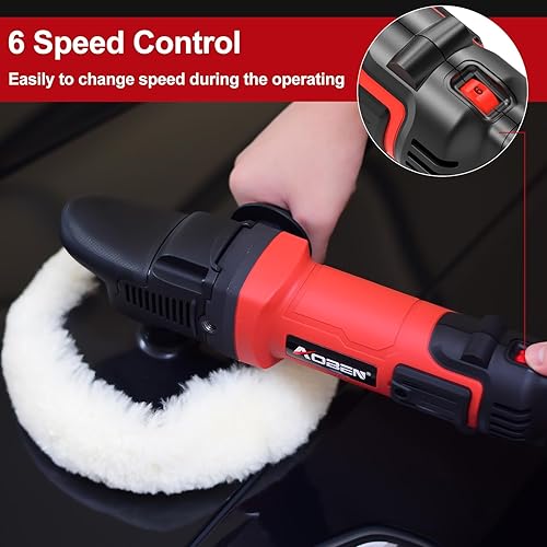 Miniatura 7 de AOBEN Pulidora de búfer, amortiguador rotativo de automóvil de 67 pulgadas, kit de cera de pulido de automóvil de 1200 W con 6 velocidades variables