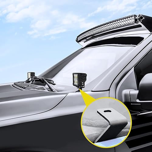 Miniatura 7 de Nilight Soporte de luz de zanja Soportes de montaje en capó para pilar A delantero Auxiliar Offroad Luces LED Pod Iluminación de trabajo en F150