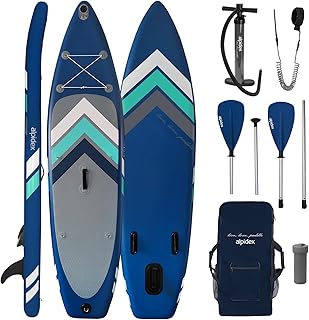 ALPIDEX Stand Up Paddle Set SUP 305 x 76 x 15 cm Belastbar bis 150 kg Aufblasbar Stabil Leicht Komplett Set Tragetasche Paddel Finnen Luftpumpe Leash Repair Kit
