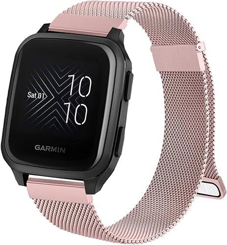 Wanme Correas de metal para Garmin Venu 2 Plus  Venu Sq  Venu  Vivoactive 3 correa de reloj para mujeres y hombres, correa de repuesto magnética de