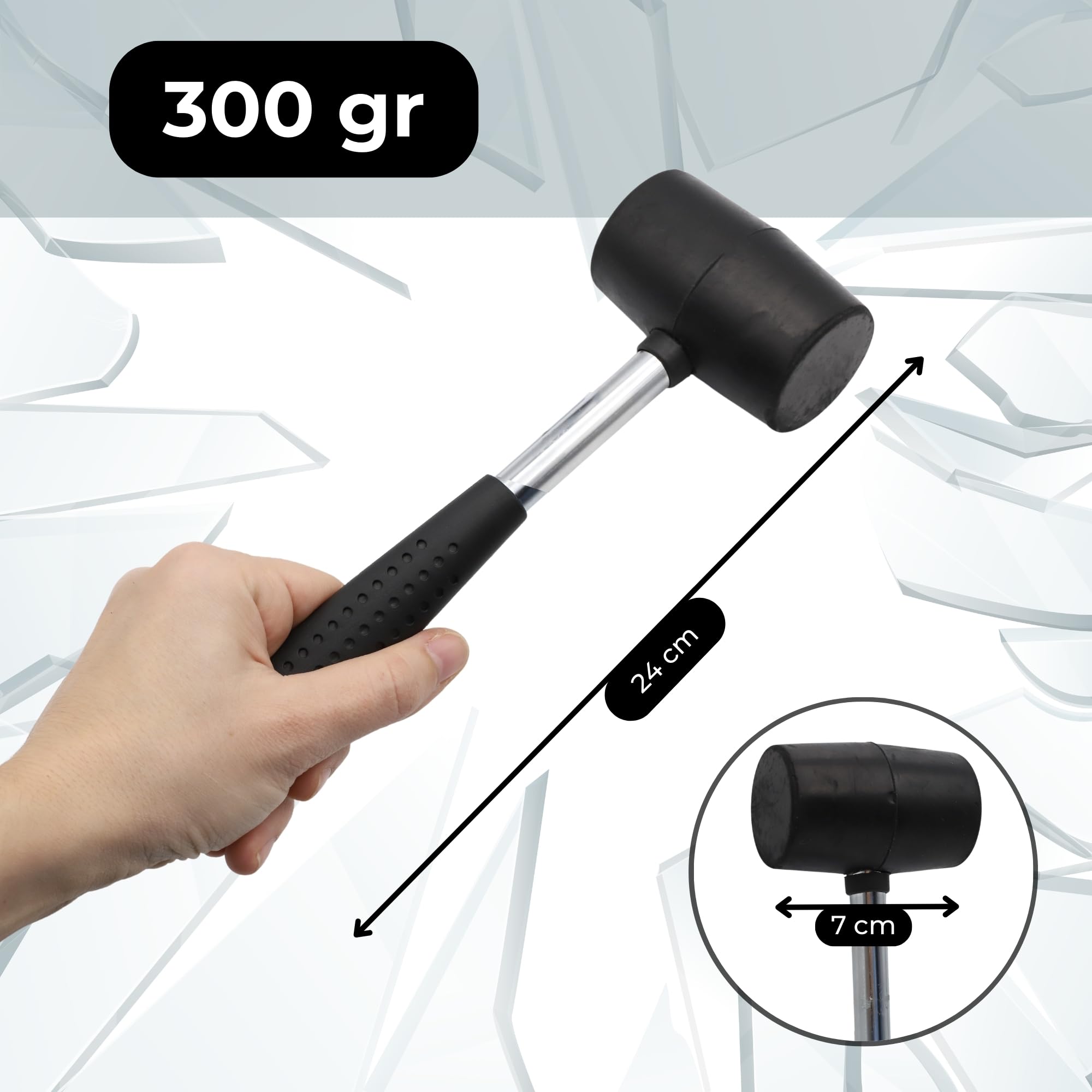 TECHZOCO Mazo de goma Martillo de hule, Martillo de goma, Mazo de goma, Herramienta de caucho, Mazo de caucho, Martillos de hule, Golpe suave, Mazo con cabeza de goma, 300 Gramos