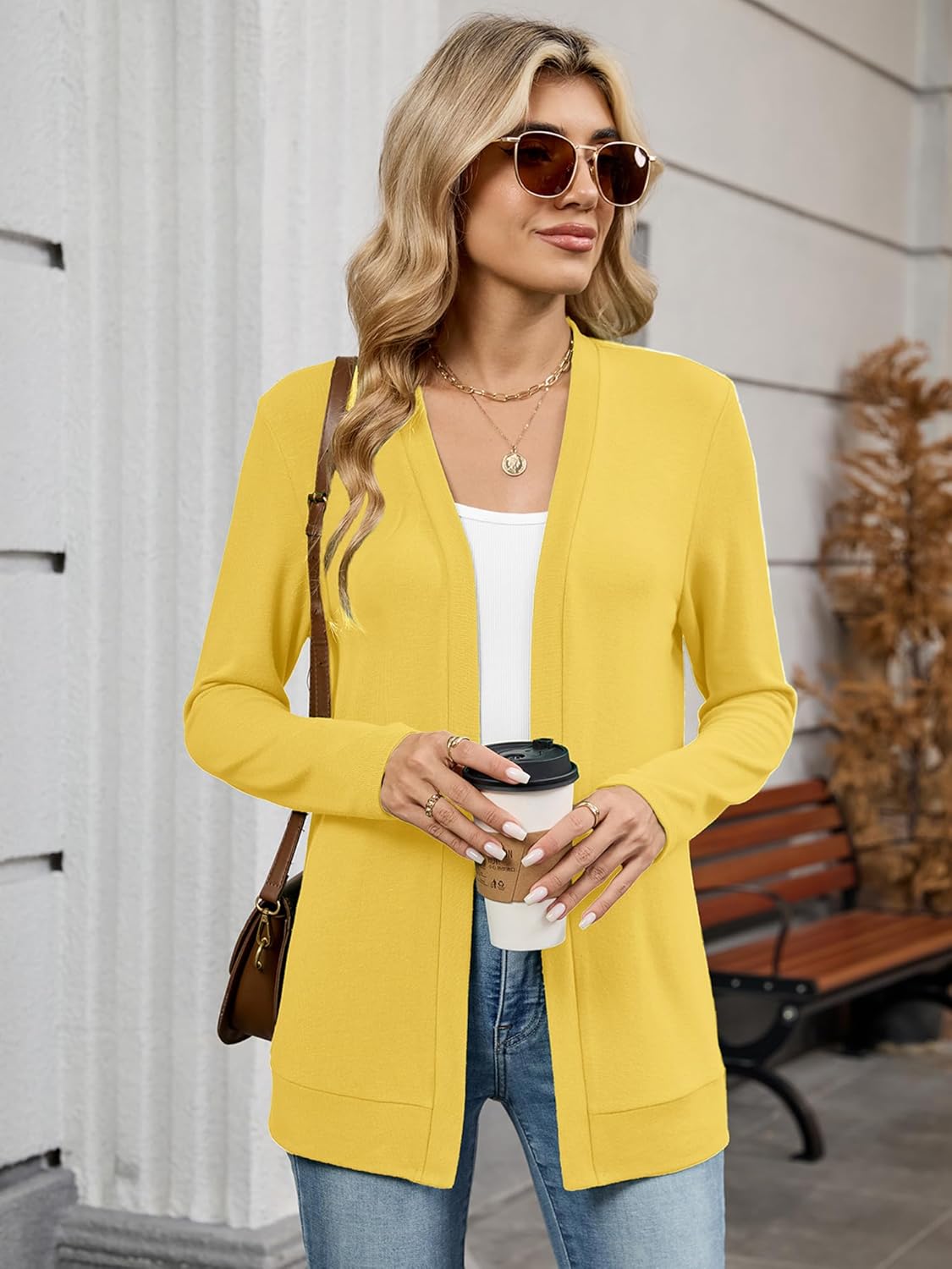 Heymoments Lightweight Open Front Cardigan Sweater for Women Long Sleeve Causal Bolero Button Down Soft Outwear Tops - Image 3