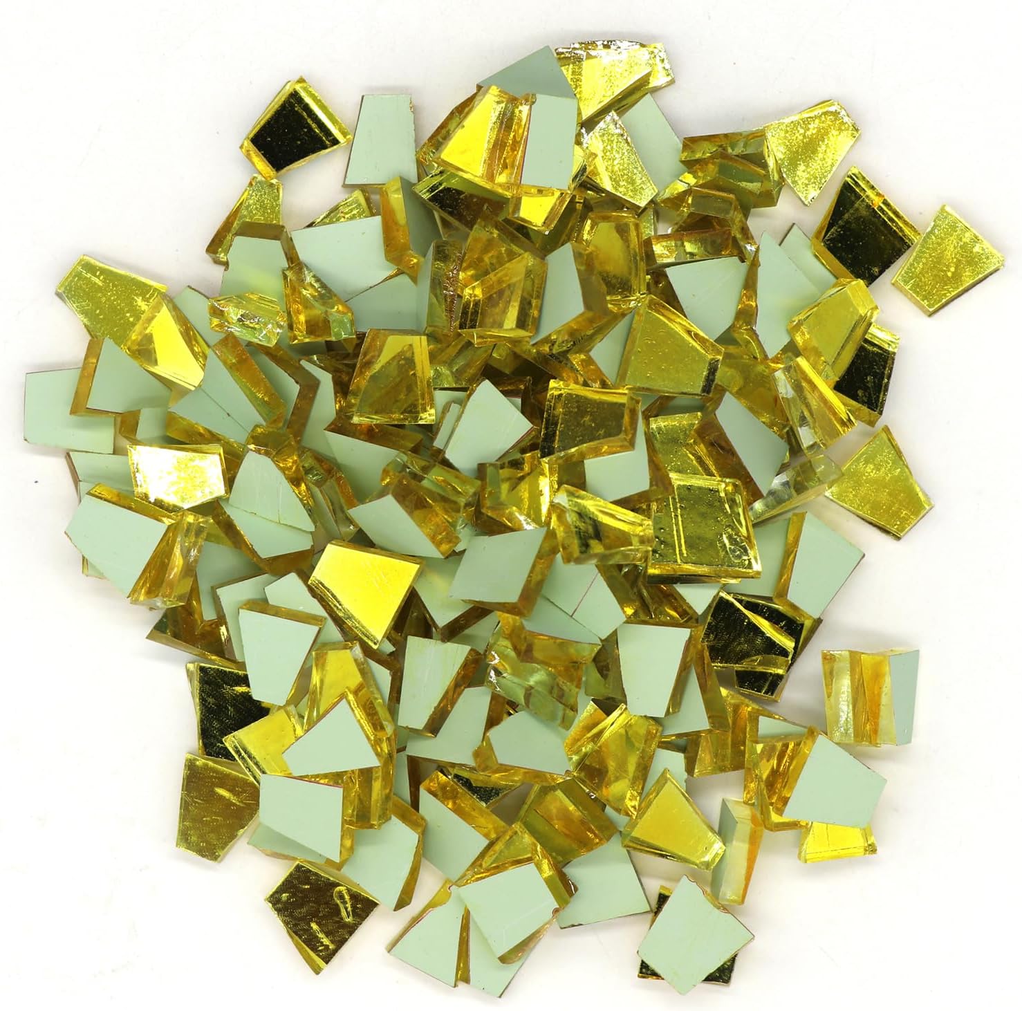 SWEVEN ART STUDIOMirror Mosaic, 12-15mm Size, 5mm Thick, Yellow Color (Pack of 200Gms)