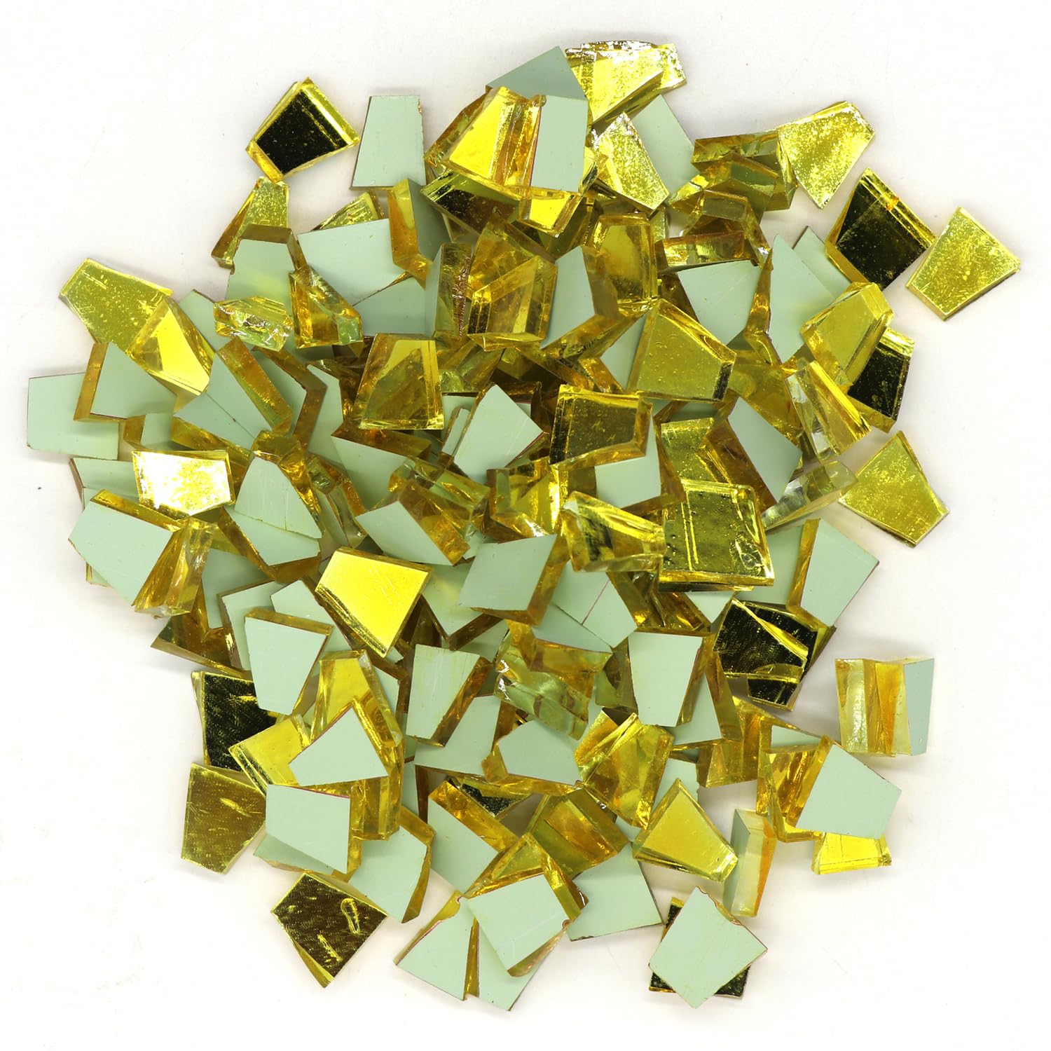 SWEVEN ART STUDIOMirror Mosaic, 12-15mm Size, 5mm Thick, Yellow Color (Pack of 200Gms)