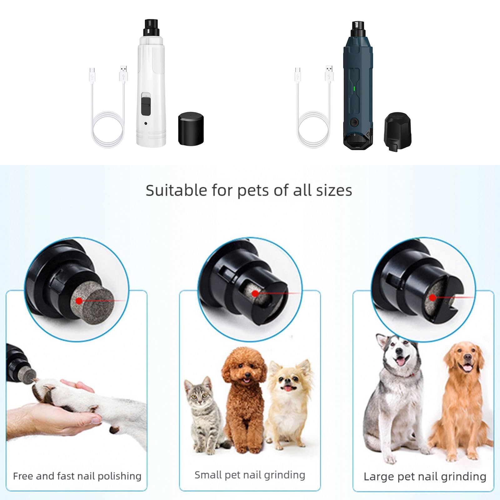 Broyeur électrique à ongles pour animaux domestiques avec lumières LED pour couper les ongles de chien silencieux à la maison