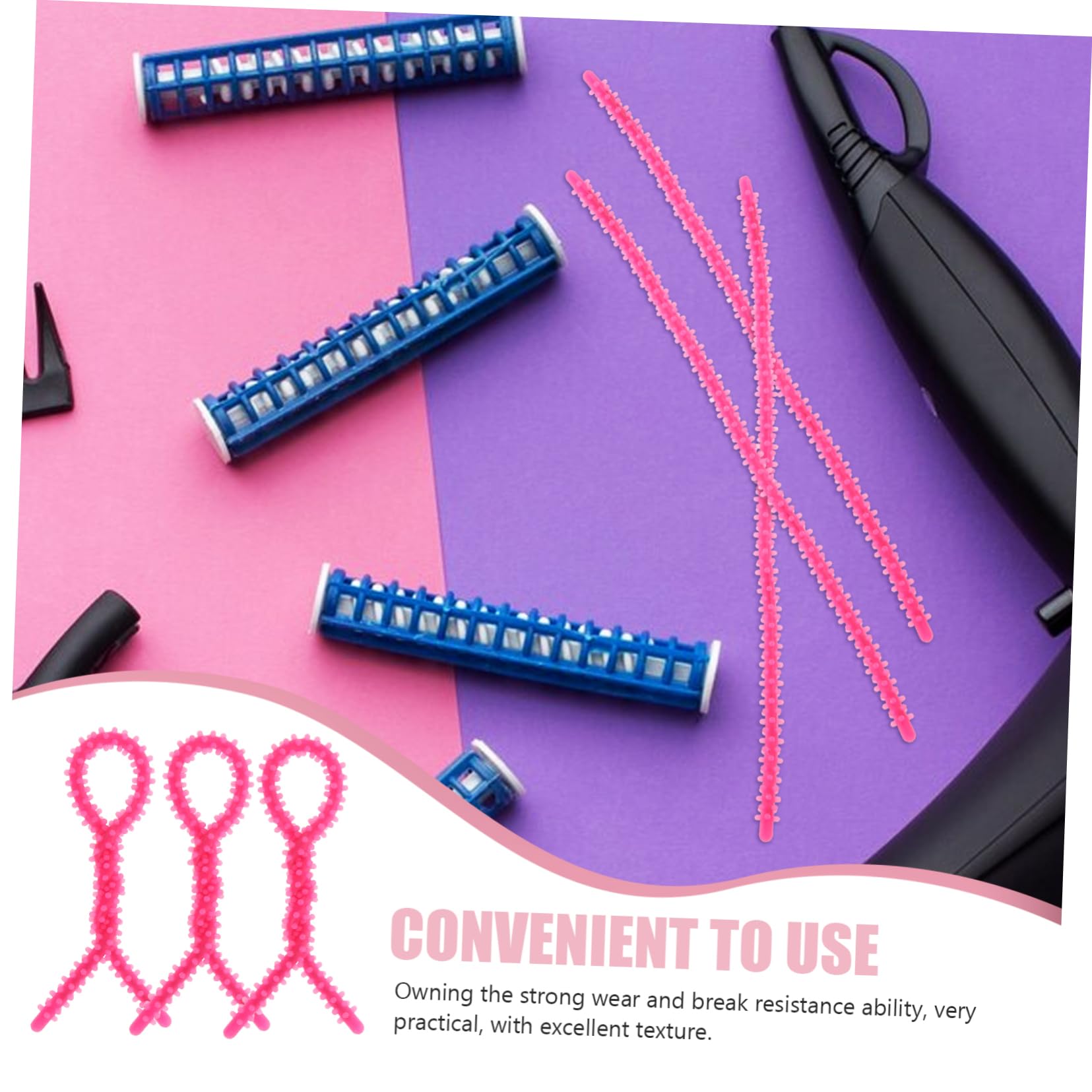 WOONEKY 50 Piezas Bigudíes de Silicona para Rizar Cabello Herramientas de Estilismo de Pelo Rizadores de para Cabello Pequeño Color Rosa