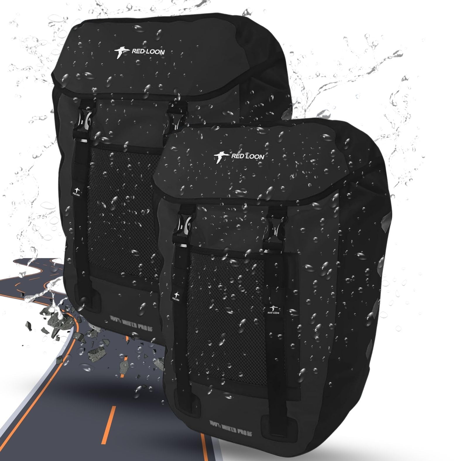 Red Loon 2X Fahrradtasche eBike hinten - Bike Packing - Radtasche für Gepäckträger wasserdicht - Fahrradtasche - Hinterradtasche - Fahrradtasche Gepäckträger - Gepäckbox - LKW-Plane Pro Plus