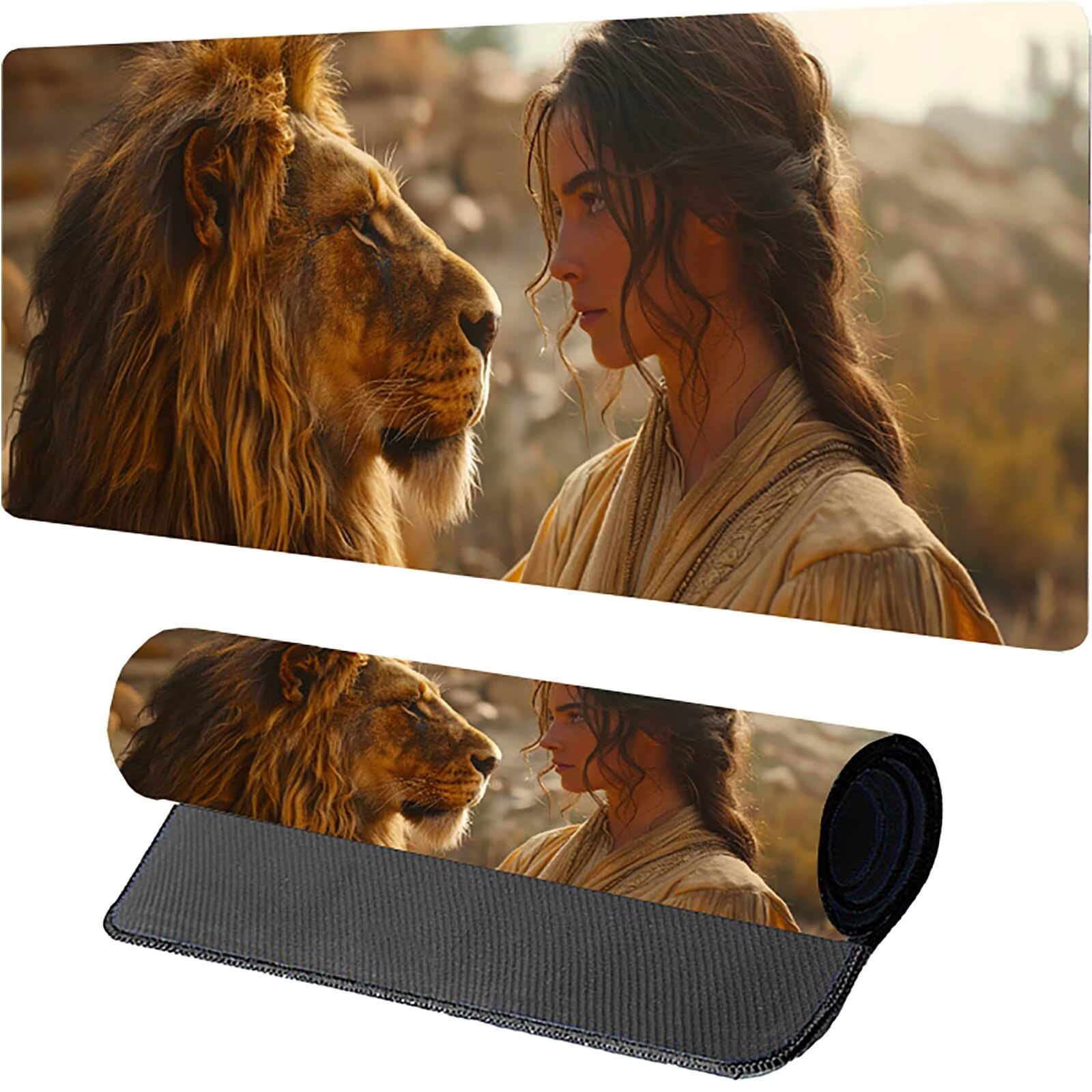 Tappetino Mouse Leone, Tappetino Mouse XXL 1500 x 800 mm, Gaming Mouse Pad con Base in Gomma Antiscivolo, Mousepad Migliorare la Velocità e la Precisione, Ufficio Accessori Gaming, Donna G-5455