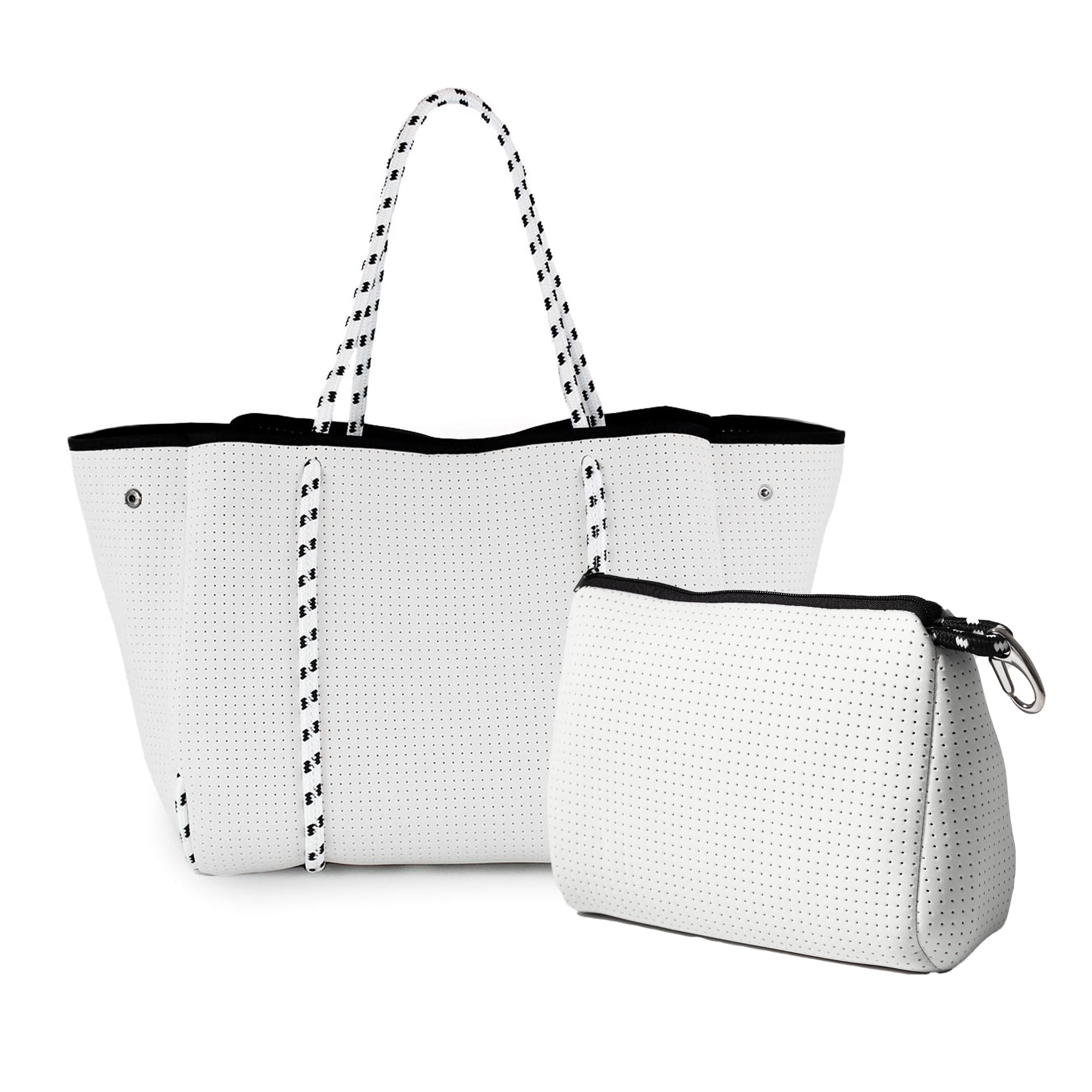 POPUPS Large Neoprene Tote Bag and Large Makeup Bag Bundle Waterproof and Lightweight Travel Bags Durable Travel Essentials