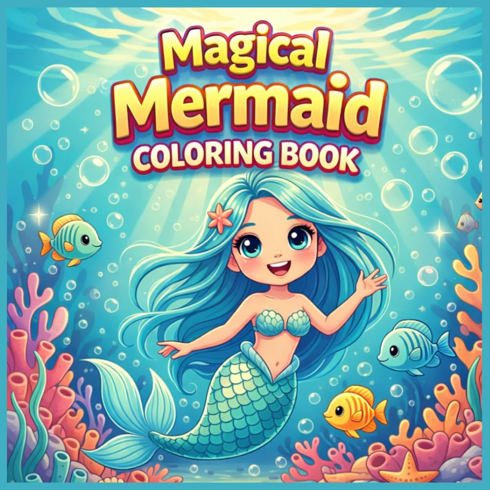 Magical Mermaid Coloring Book: Cute Kawaii Under the Sea Adventures with Mermaids, Whales, and Hidden Treasures for Kids Ages 4–8
