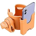 Suranew Adjustable Stroller Cup Holder with Phone Holder for Baby Stroller for Family Members (Orange)