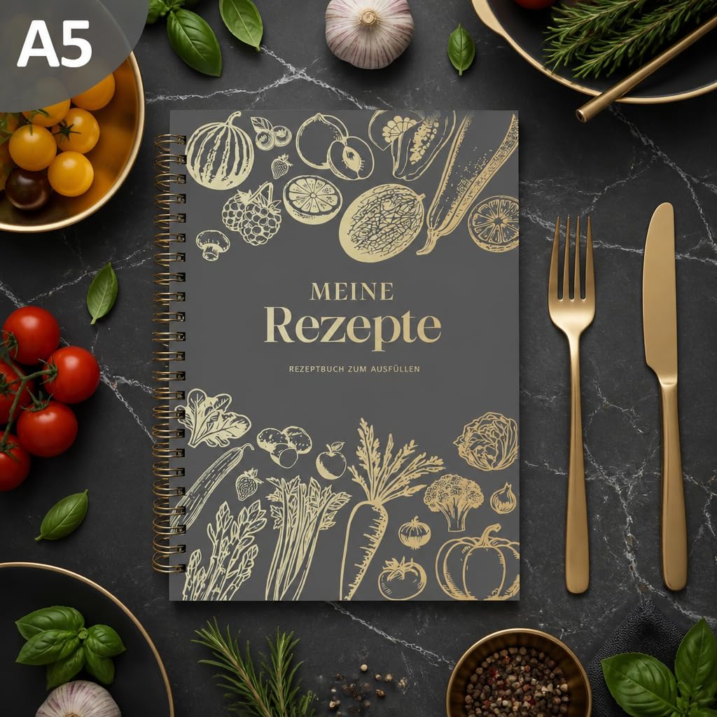 BIROYAL Rezeptbuch zum Selberschreiben A5, Spiralbindung Kochbuch Selbst Schreiben, Rezeptbuch für 100 Lieblingsrezepte, Kochbuch zum Selberschreiben, Recipe Book Schreiben, Rezepte Buch zum Ausfüllen