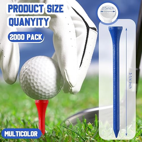 Miniatura 2 de Mudder 2000 Pcs Bamboo Golf Tees Bulk Professional Golf Tees Tall Less Friction Golf Tees for Club Men Women Kids Accessories
