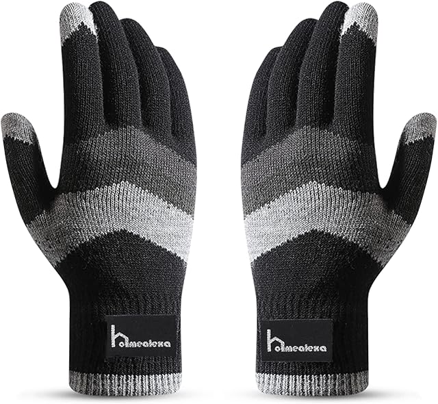 Homealexa Winter Gloves Touchscreen Gloves Knitted Finger Gloves Sporty Warm and Windproof Winter Gloves with Touchscreen for Skiing and Riding, Suitable for Men and Women