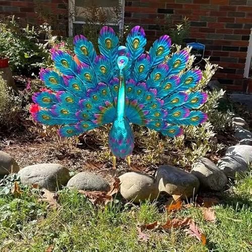 Gravfinys Beautiful Peacock Statue Decor - 2023 Newest Metal Peacock Outdoor Beautiful Peacock Statue Garden Decor, Realistic Animal Peacock Outdoor Statue For Yard Home Art Lawn Decor #TOP3