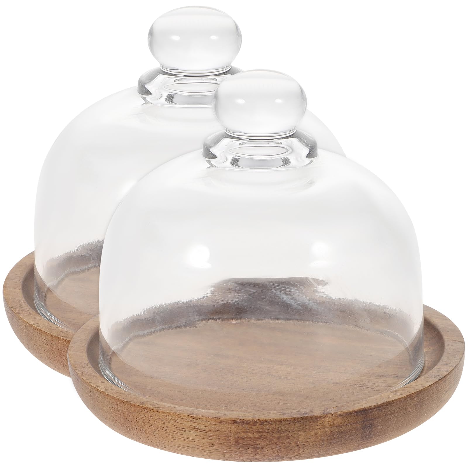 BESTonZON Cloche en Verre avec Assiette,Mini Support à gâteau avec Cloche en Verre,pour Dessert, Fruits, Cupcake,Artisanat,Micro Paysage,e en,pour Restaurant, fête à la Maison（2 Jeux）