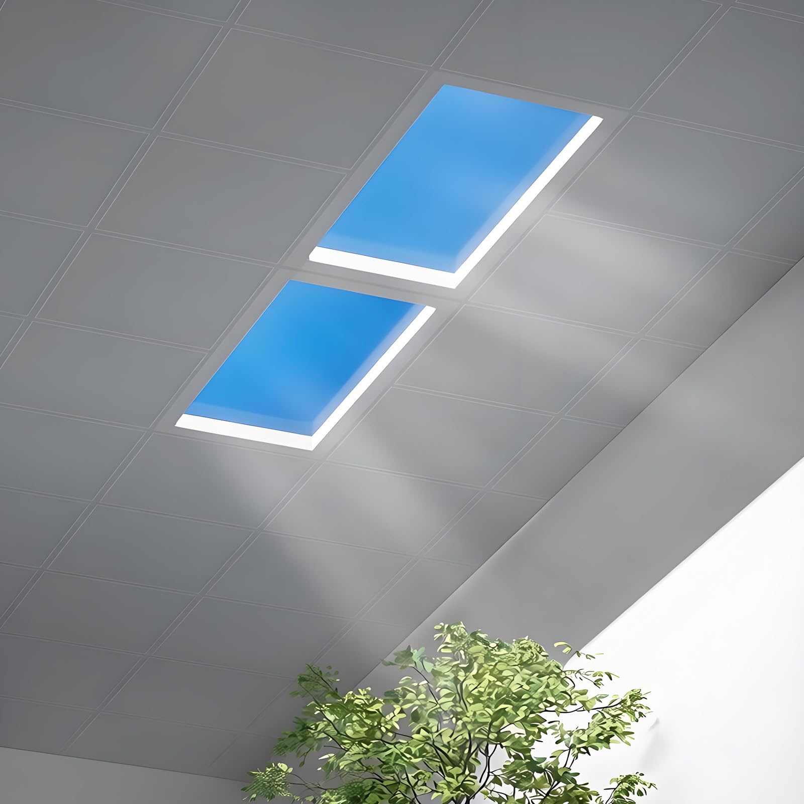 Lpoxuru Artificial Skylight LED Ceiling Panel Light, Full‑Spectrum Eye‑Friendly Simulated Blue Sky Light,Dimmable Recessed Lamp for Living Room Bedroom Home Use BlueSky-320 * 620mm