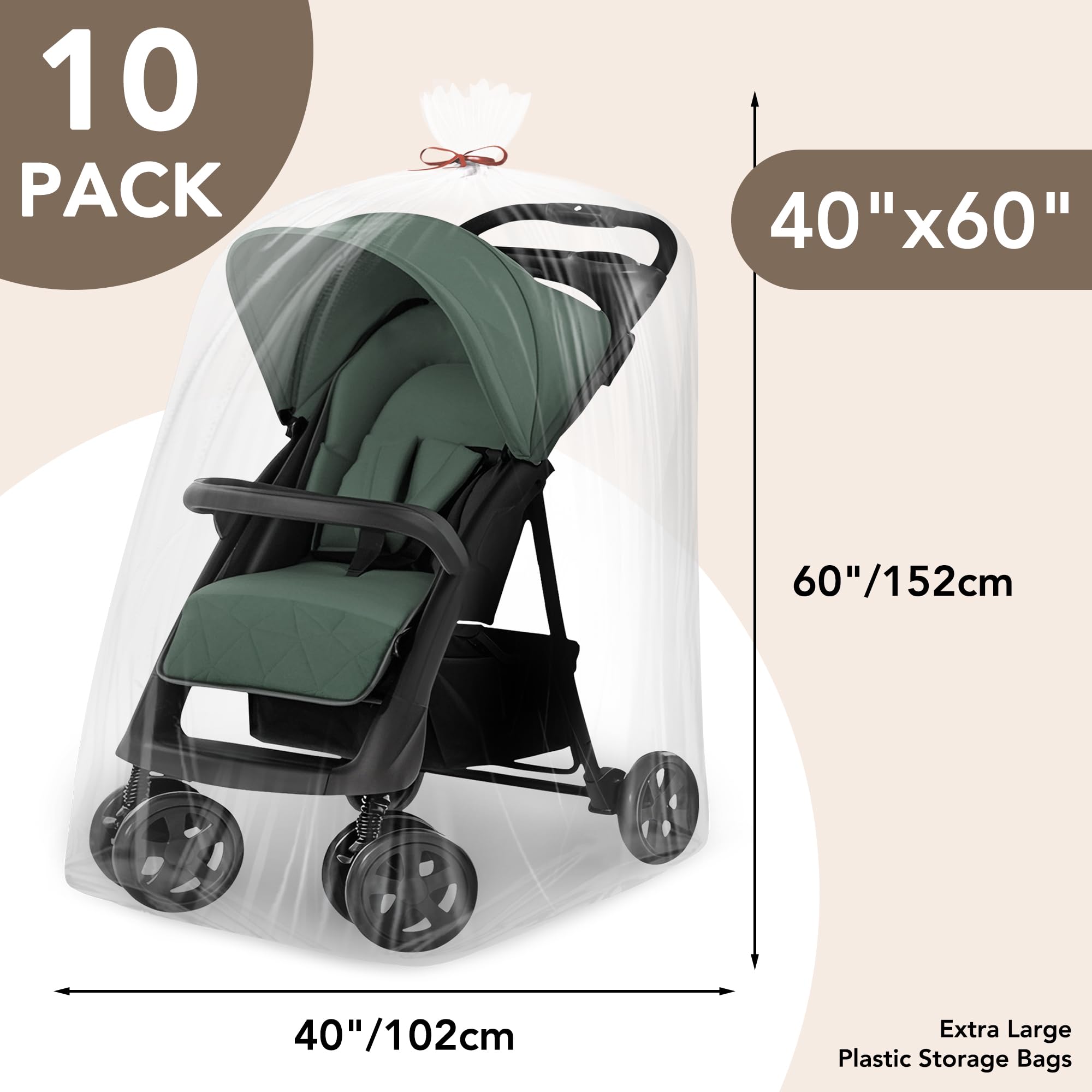 40 x 60 Inches 2 Mil Clear Plastic Storage Bags, Extra Large Flat Plastic Bag, Ideal for Moving,Storage, Packing Suitcases Luggage, Strollers, Pillows, Bikes, Chairs (10 packs?