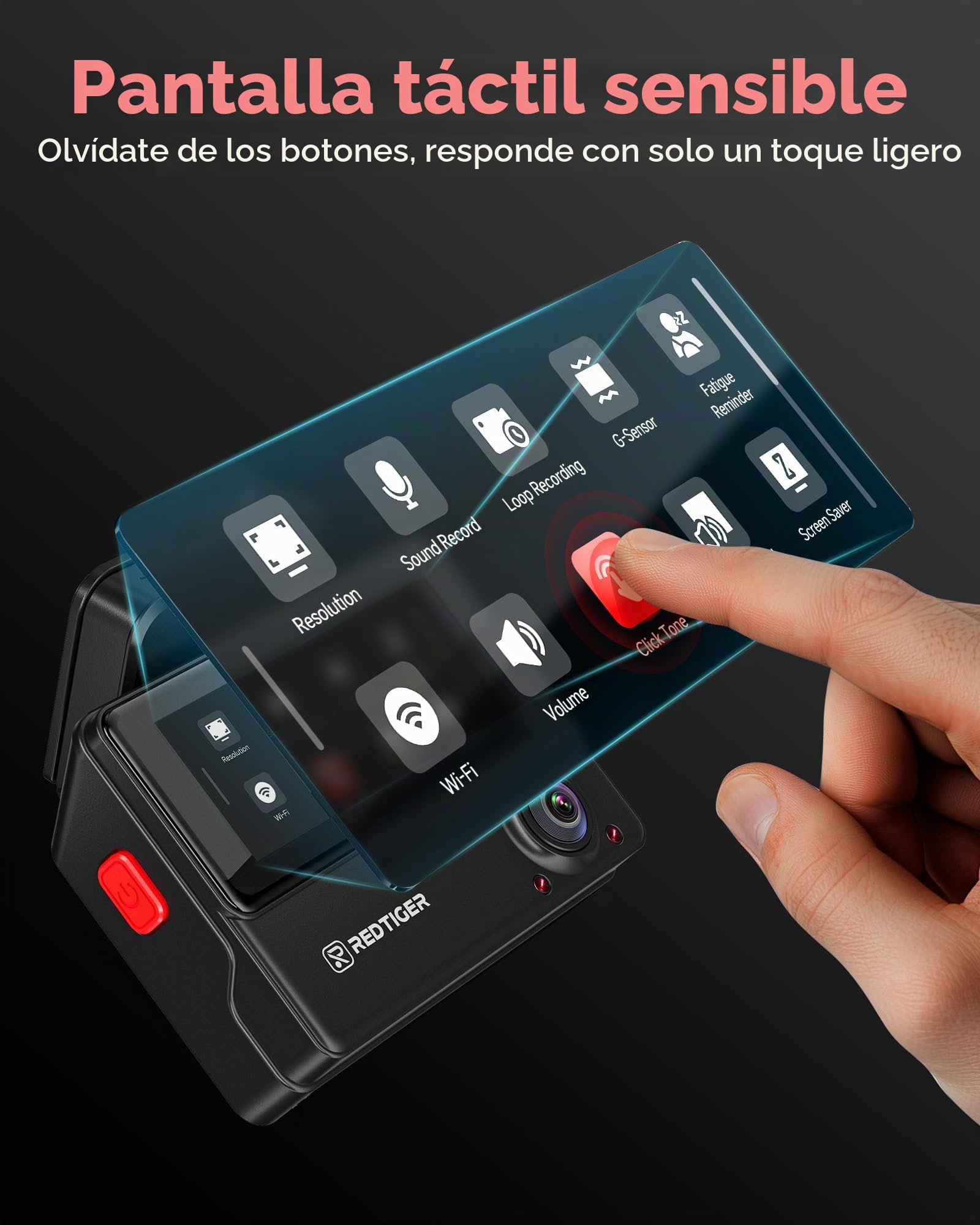 REDTIGER 530° 3 Canales Dashcam Coche 2.5K+2.5K+1080P con Tarjeta de 128 GB, Visión Nocturna IR, Pantalla Táctil,Camara Coche Interior Delantero y Trasero Incluido WiFi GPS, Modo Aparcamiento 24H