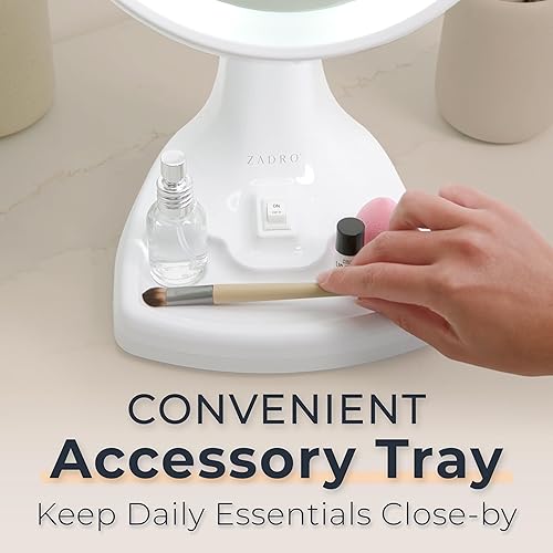 Miniatura 6 de Zadro Eleganze Bright - Espejo de maquillaje iluminado con ampliación y bandeja de almacenamiento (10X1X 11 pulgadas de ancho x 17.5 pulgadas de
