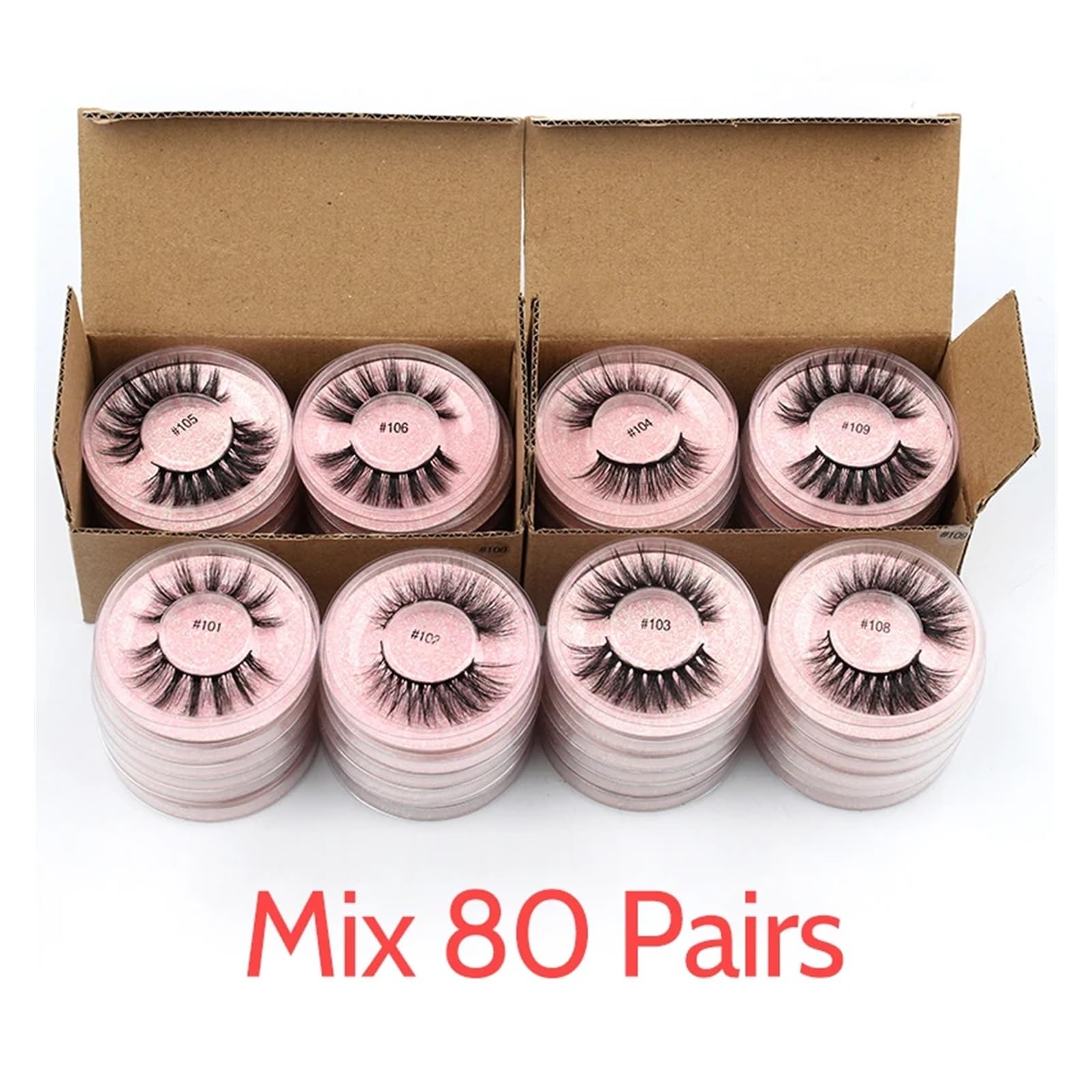 UAMOU Rzęsy 4/50/100 sztuk rzęsy luzem 3D rzęsy z norek makijaż naturalne sztuczne rzęsy delikatne długie Faux Cils maquillaje femme Cheerfully (Color : Mix 80 Pairs)