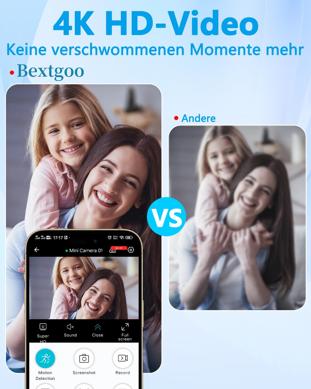 Mini Kamera Überwachungskamera Innen Ohne WLAN, Flexible Offline oder WLAN | Nachtsicht, Bewegungserkennung, Magnet Halterung, 4K Mini Überwachungskamera Akku für Innen/Außenbereich