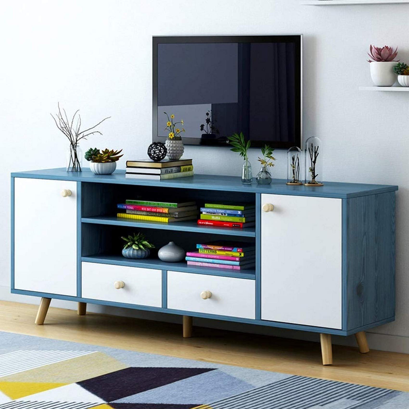 Buy Modern TV Stand, TV Console, Media Entertainment Center with Drawers and Open