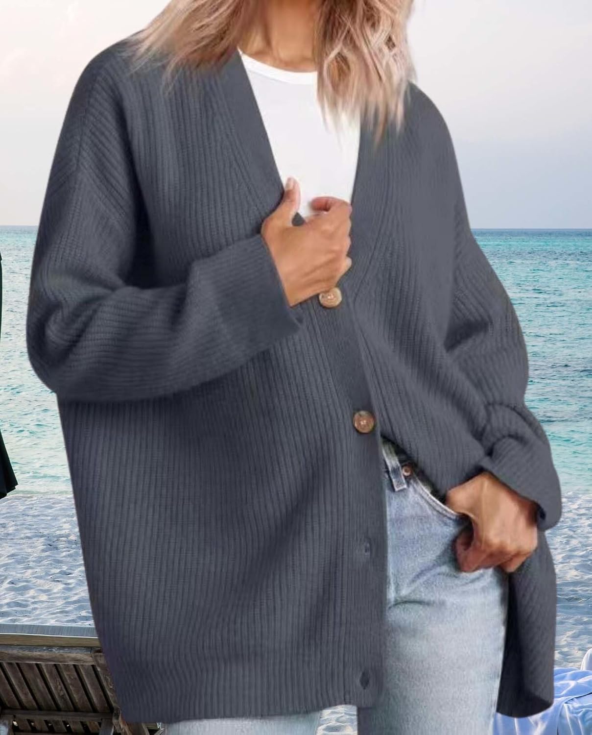 Womens Fall Fashion Oversized Lightweight Warm Knit Jacket Elevate Your Fashion Taste Work And Casual Wear - Image 2