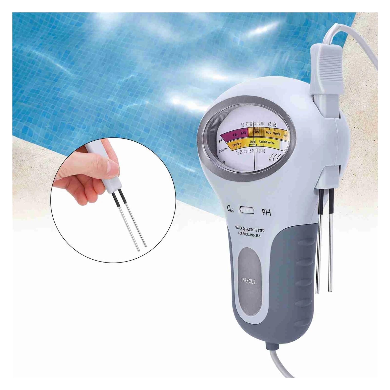 Tester per Acqua Analizzatore della qualità Del'acqua, Tester di Cloro E PH, for Piscine Spa con Sonda Multiuso Accurato Facile