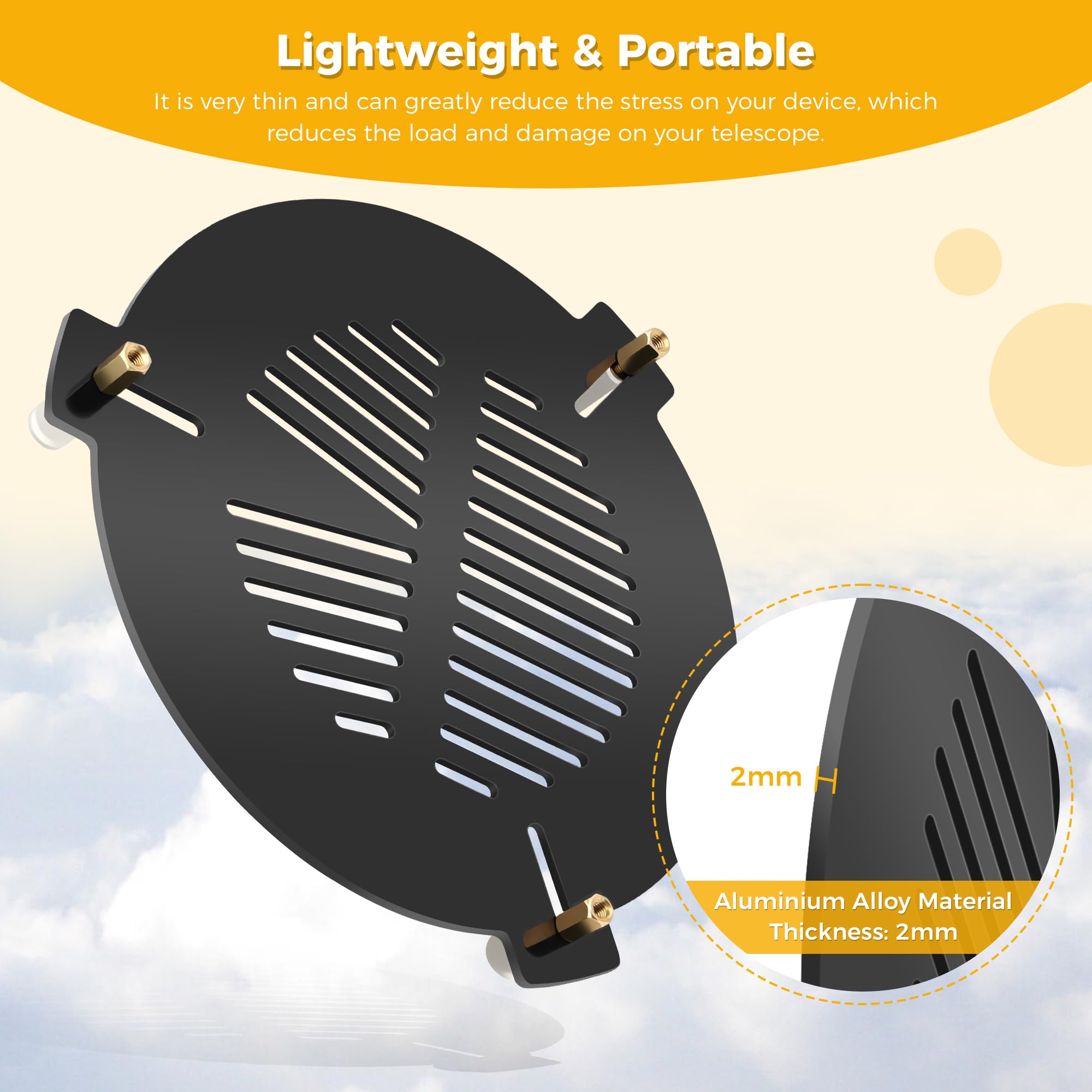 Astromania Maschera di messa a fuoco FM80 mm per telescopi da 85 a 120 mm, montabile con viti in ottone all'interno o all'esterno