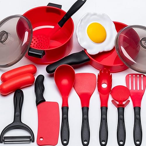 Miniatura 6 de Juego de cocina de 61 piezas, ollas de juego de simulación para niños, sartenes, utensilios de cocina, alimentos diarios, frutas, verduras, postre,