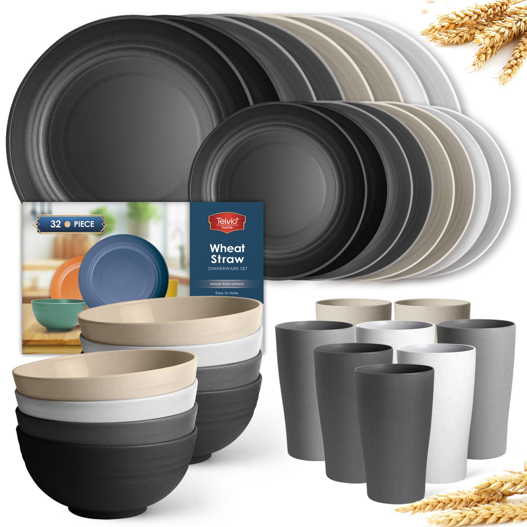 Wheat Straw Dinnerware Set - 32 Piece -13 Wheat Straw Dinnerware Set - 32 Piece -13