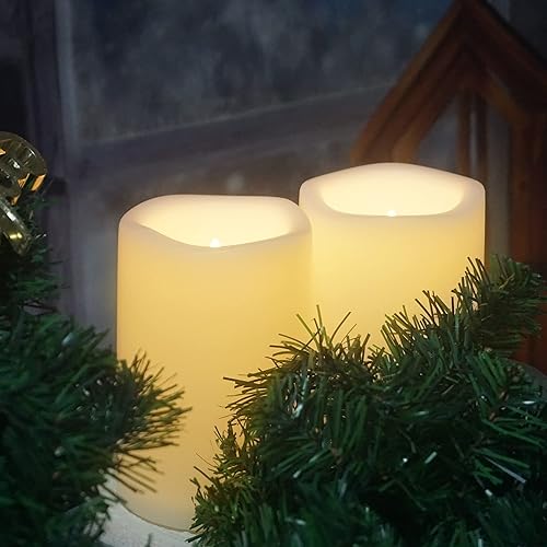 Miniatura 5 de CANDLE CHOICE Velas impermeables sin llama para exteriores, funcionan con pilas, con temporizador, gran resina plástica brillante, parpadeante,