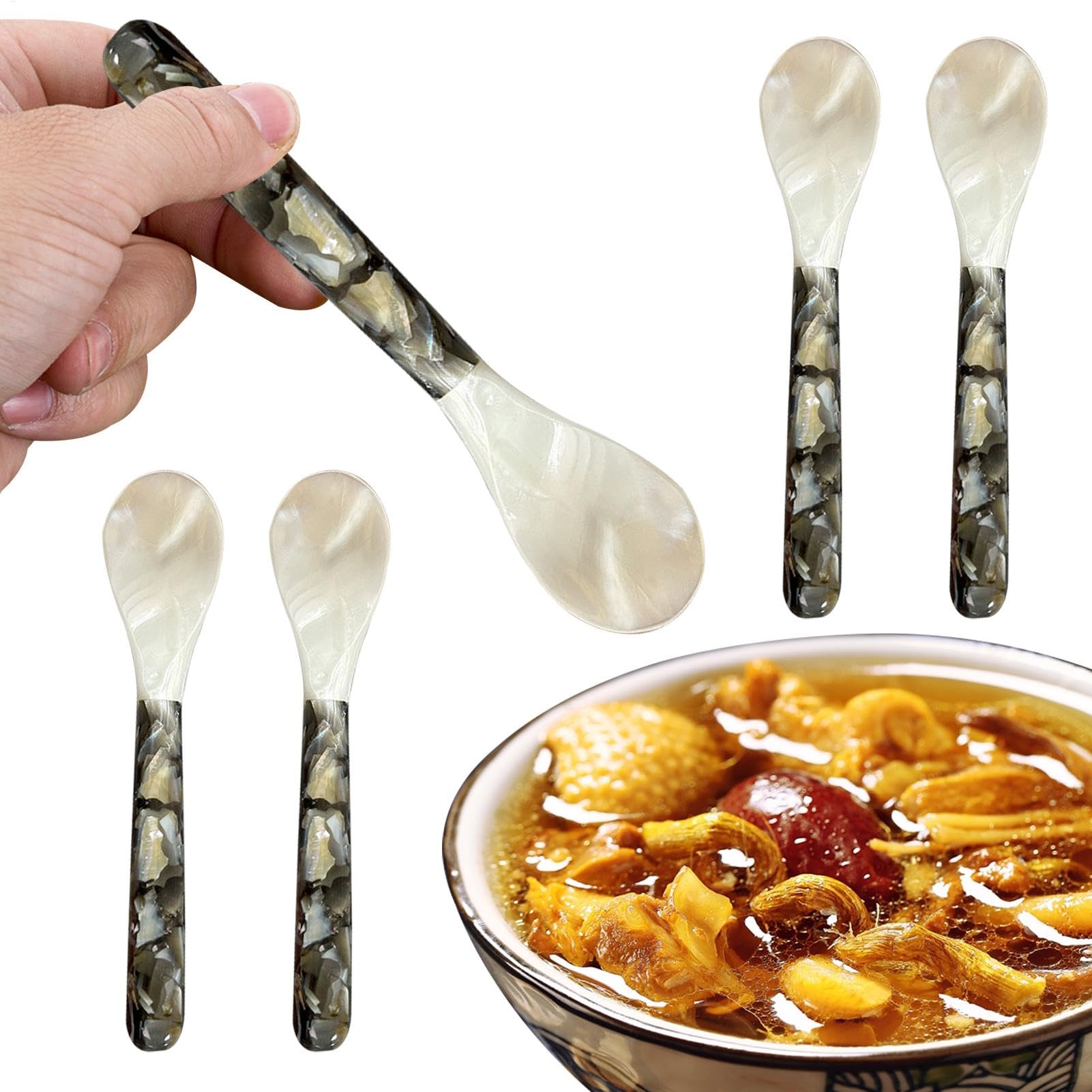 Cucchiaio da caviale con conchiglia, set di cucchiai in madreperla, set di posate per caviale, eleganti cucchiai per caviale, cucchiai decorativi, utensili da portata per caviale, set di 5 cucchiai