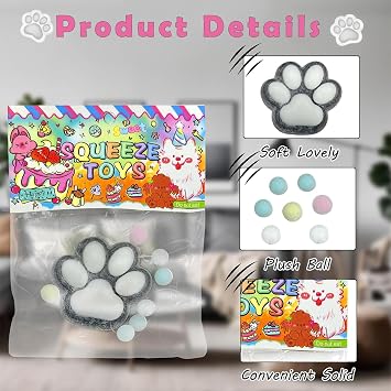 4Pcs Taba Squishy, Cat Paw Squishy, Taba Squishy Paw, Funny Novelty Cute Animals Stress Relieving Fidget Toy for Boys Girls Birthday Party Gifts, Anxiety&Relaxation for Adults Kids Teenage
