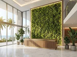 The Plant Wall Kit Trend That Also Helps Video Backdrops Look Better 5 Artificial Moss Wall Panels Outdoor UV Resistant - 5 Pack 3ft x 3ft Faux Green Wall Panels (45 Sq Ft Total)