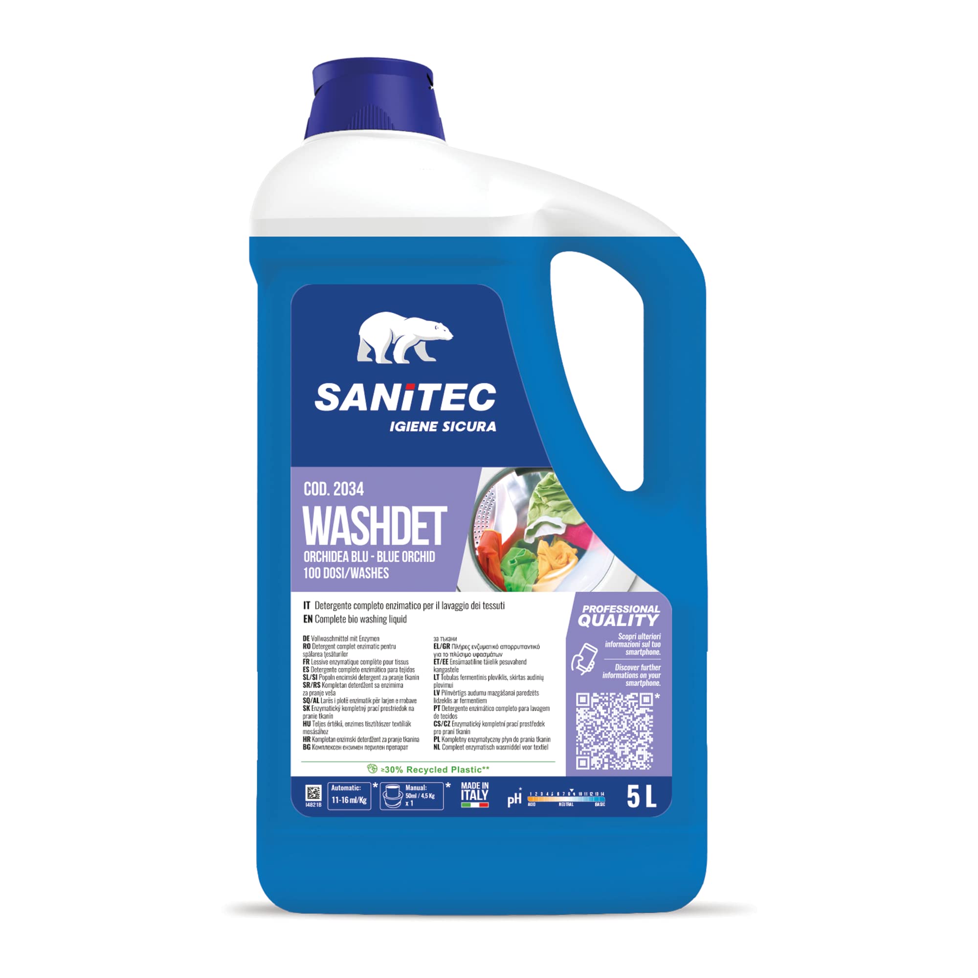 Detergente Liquido Lavatrice Supersgrassante per Sporco Ostinato - 5 kg & Washdet - Detergente Liquido per Bucato a Mano e in Lavatrice - Bianchi e Colorati - Orchidea Blu - 5,1 kg