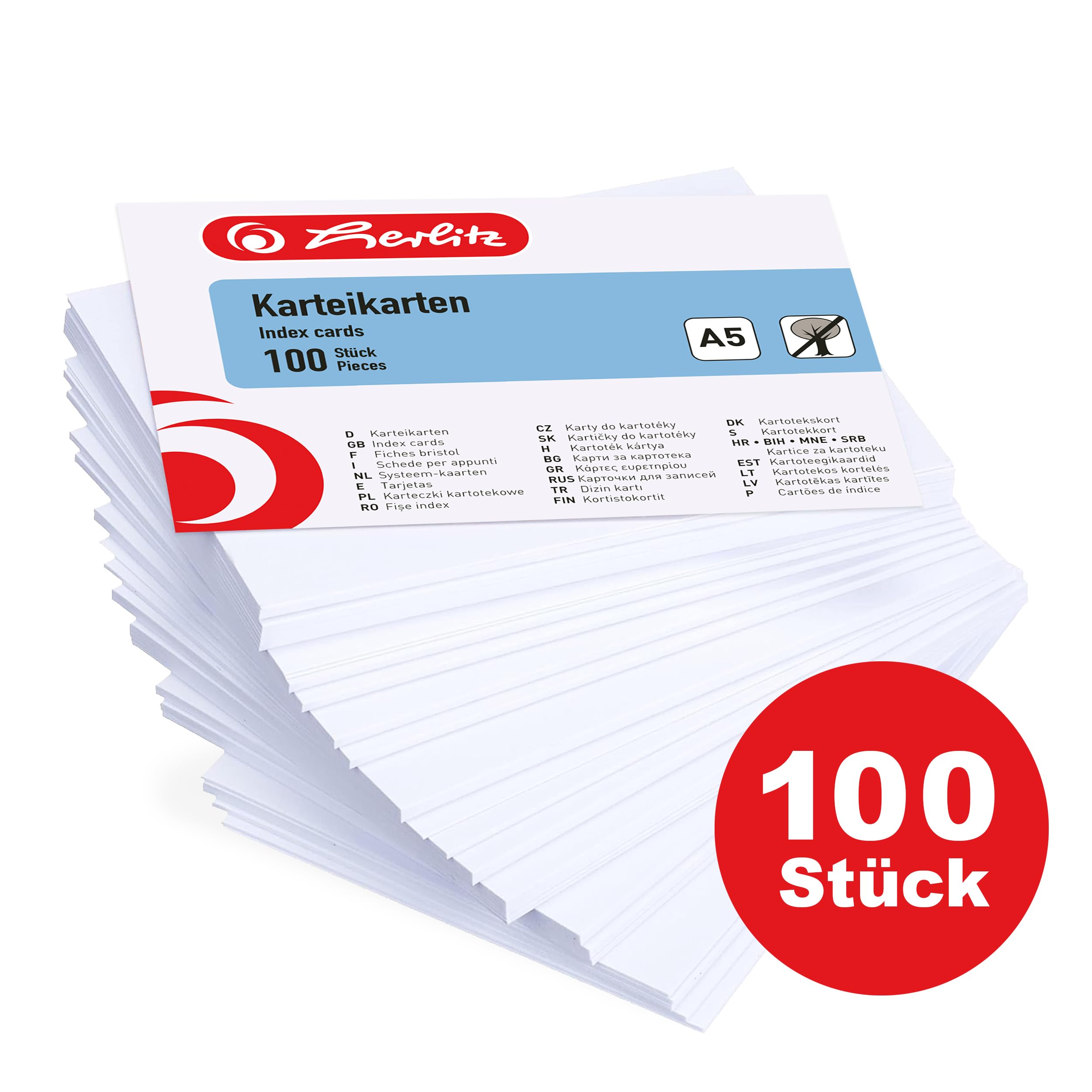 Amazon | Herlitz-10621308- インデックスカード A5 シュリンクラップ