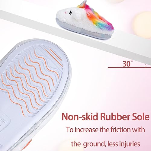 Miniatura 5 de MEJORMEN Pantuflas de casa de unicornio para niñas, cómodas, antideslizantes, para interiores y exteriores, para niños pequeños