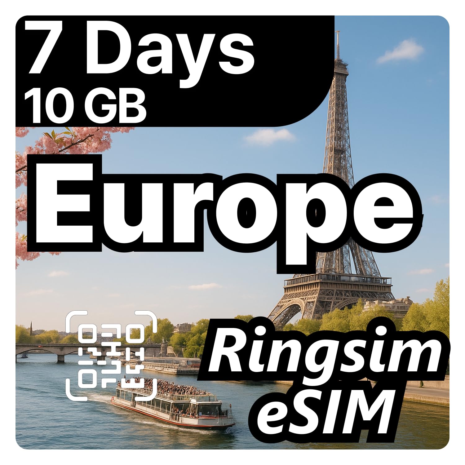 [eSIM] Europe eSIM | 7DAYS 10GB | UK, France, Italy, Spain, Germany | 5G, 4G/LTE, Tethering, Hotspot | eSIM with Instant Activation in 10 Minutes | Travel eSIM by Ringsim
