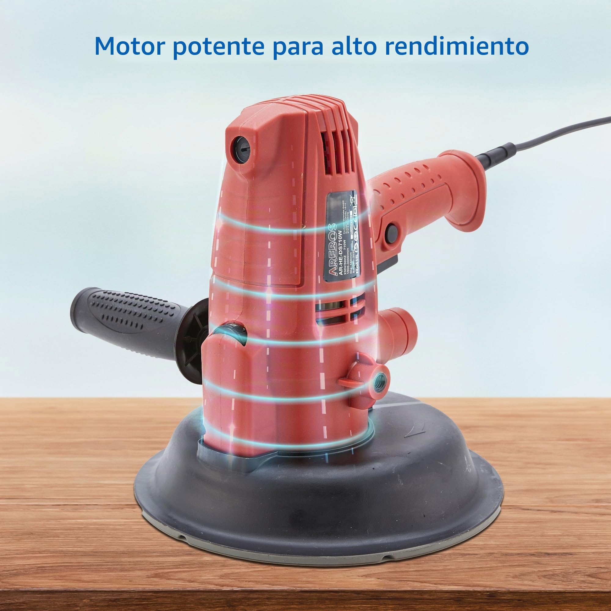 Arebos Lijadora Orbital | lijadora para techos y paredes | Lijadora Eléctrica | incluyendo 18 papel de lija | 710 W