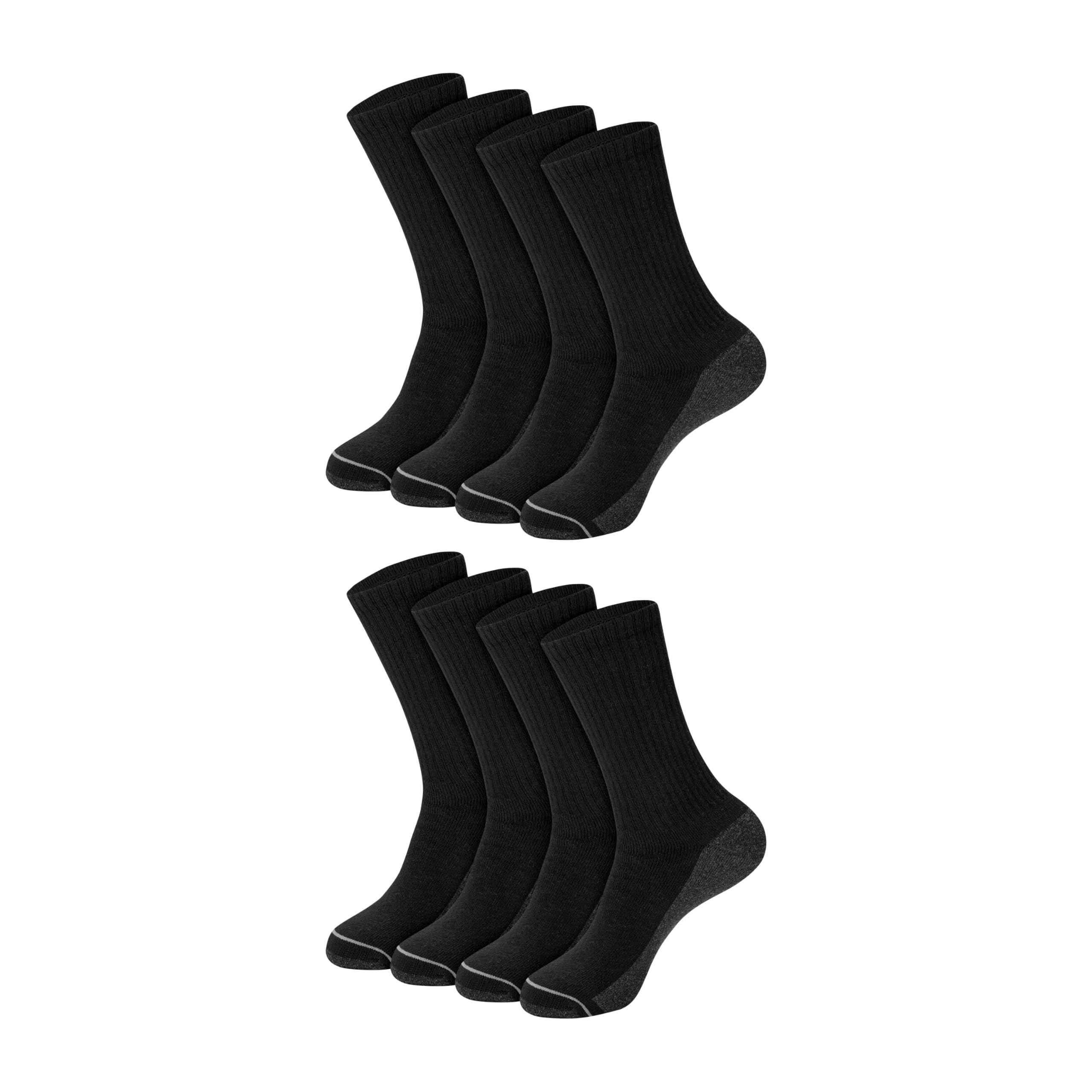 Hanes Men's Crew & Over the Calf Socks Pack, Max Cushioned Moisture-wicking Stay Dry Socks, Athletic Socks, 6, 8 Or 12-pairs 6 Black With Gray Logo - 8 Pack 8
