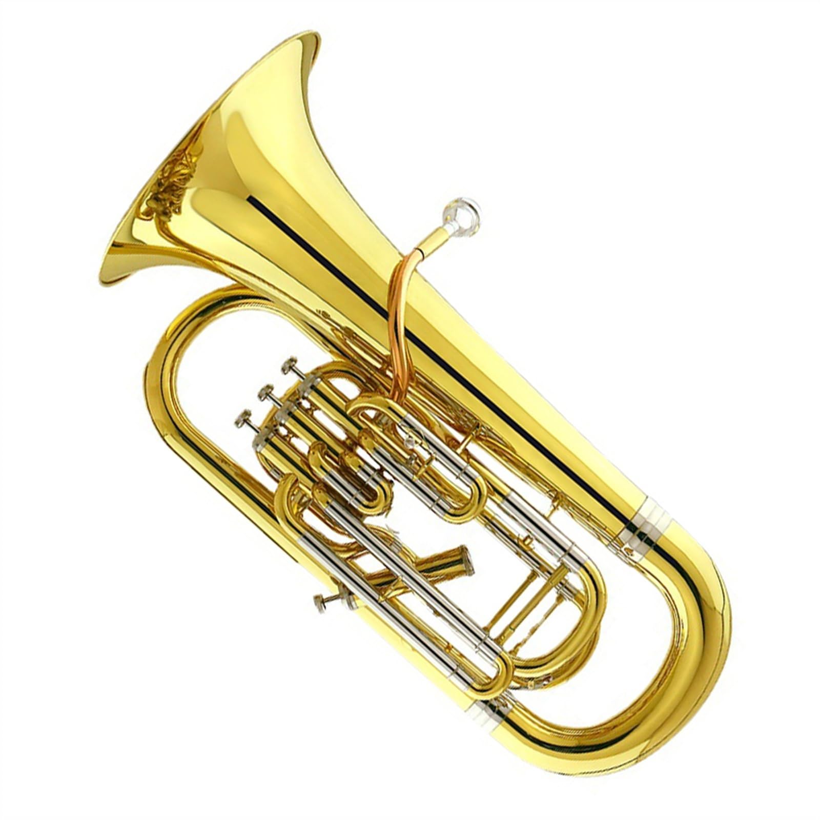 Euphonium Aus Messing, Goldfarben Lackiert, Professionelles Euphonium Mit 3+1 Tasten Und Zubehör Euphonium für Anfänger